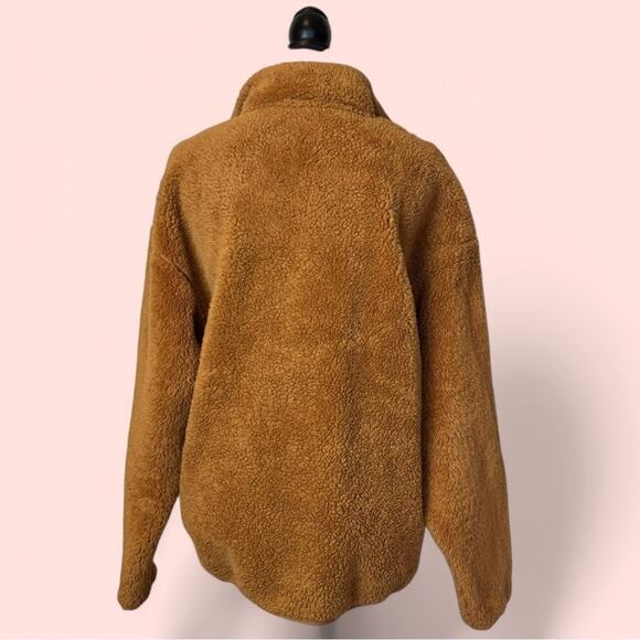 PINK Victoria's Secret Brown Teddy Sherpa Full Zip Jacket Women's Size L - Picture 5 of 7